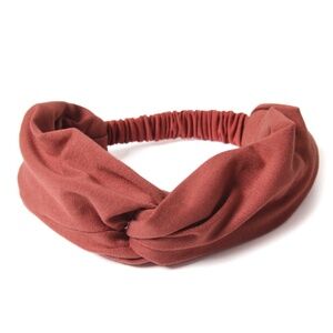 Banded Wide Jersey Knit Twist Headband. Color: Terracotta - New